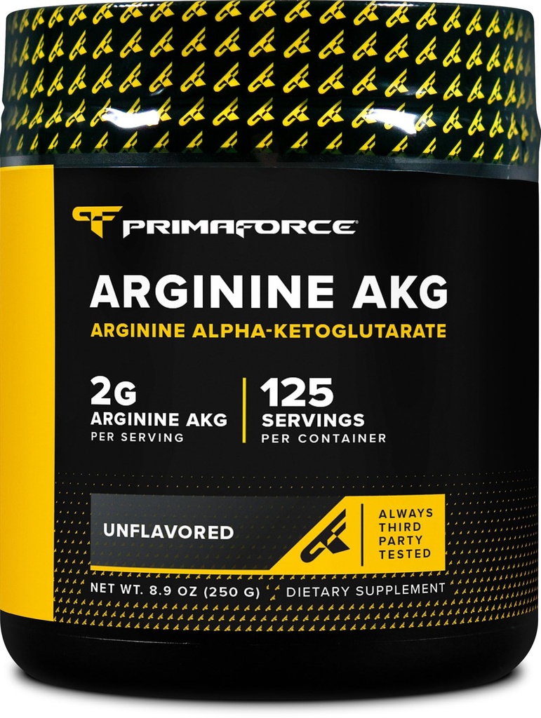 PrimaForce AAKG Arginin Powder, 250 gram (L- Arginin og Alpha- Ketoglutarat Acid) Premium træningstillæg, ikke-GMO, Vegan, Gluten Free