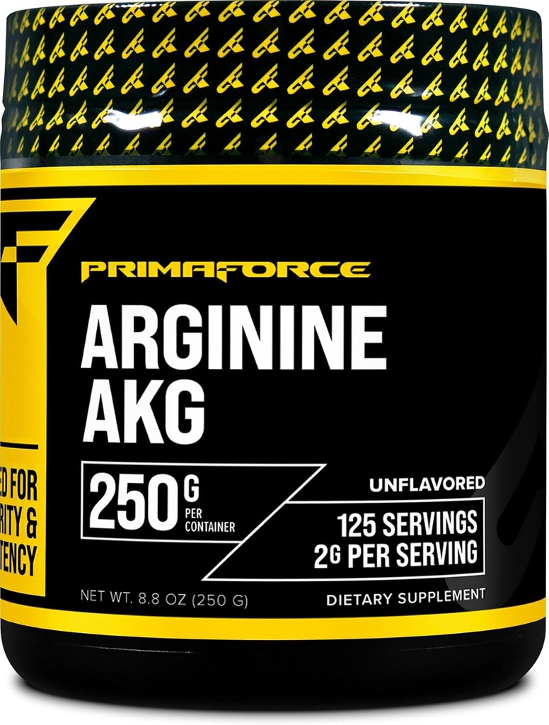 PrimaForce AAKG Arginin Powder, 250 gram (L- Arginin og Alpha- Ketoglutarat Acid) Premium træningstillæg, ikke-GMO, Vegan, Gluten Free