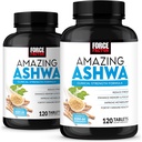 Kraftfaktor Amazing Ashwa, KSM- 66 Ashwagandha tillæg til stress relief, fokus, hukommelse, immunforsvar, med vitaminer, mineraler og antioxidanter, Cortisol Kosttilskud til kvinder, 240 tabletter (2 - Pack)