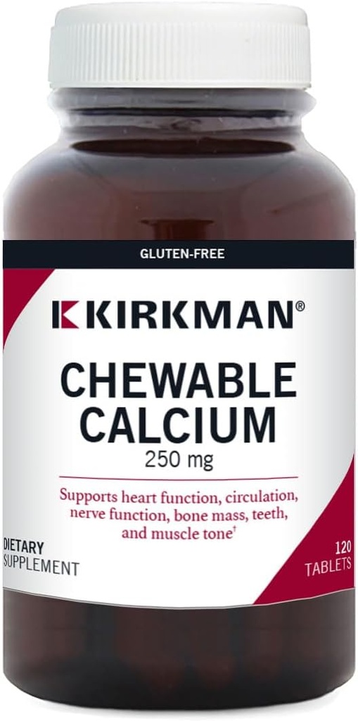 Kirkman - Calcium 250 mg med vitamin D3- 120 tabletter - Essential Minerals - Hjælper vedligeholde stærke knogler - Hypoallergen