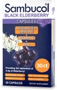 Sambucol Black Elderberry Kapsler - Avanceret immunforsvar, C-vitamin og zink, Elderberry Kapsler, immunsupport, Black Elderberry Kosttilskud, Gluten Free, Let at synke Kapsler - 30 Greve