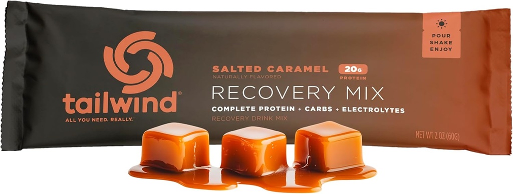 Tailwind Nutrition Inddrivelse Mix, 20 Bedste Komplet Protein, Kulhydrater, og Elektrolyter Powder Drink Mix til post-workout, Gratis Gluten, Soy, og Dairy, Vegan, 12 Servering, Saltet Caramel