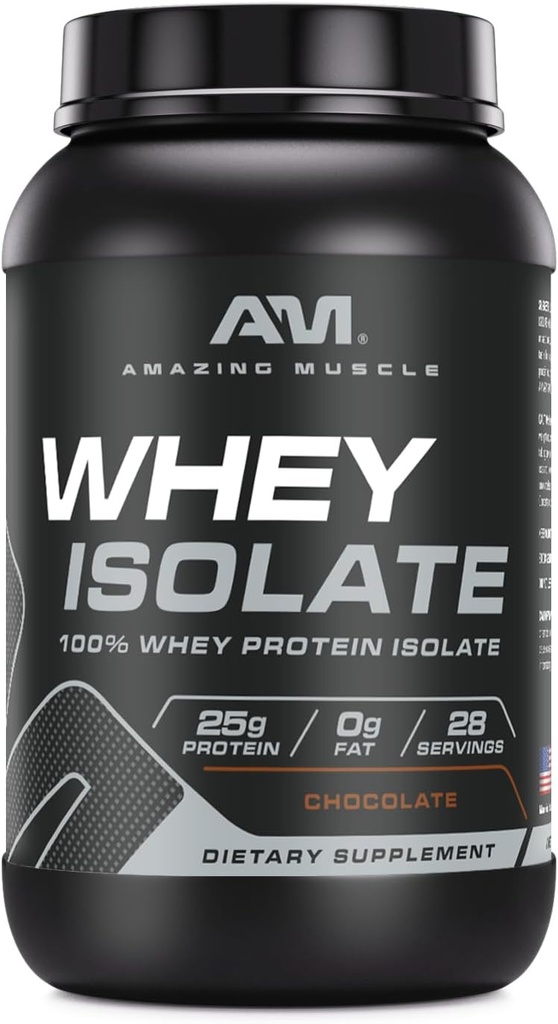 Amazing Muscle Whey Protein Isolate Powder # 124; 25 Bedste Protein Per Serving # 124; 100% Whey Isolate # 124; Zero Fat # 124; Lavet i USA (2 Lb, Chokolade)