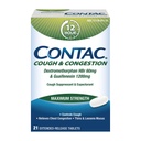Contac Host & Congestion Maksimal styrke Kontrol Hoste, Tynder og Loosens Mucus, Guaifenesin & Dextromethorphan HBr, Extended Release Tablets, 21 Greve