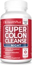 Sundhed Plus Super Colon Cleanse Night Formelle fordøjelse Support 124; Forstoppelse Relief til at reducere Bloating med Probiotika og Valerian Root til søvn 124; Mere end 1 Rengøring, 60 Kapsler