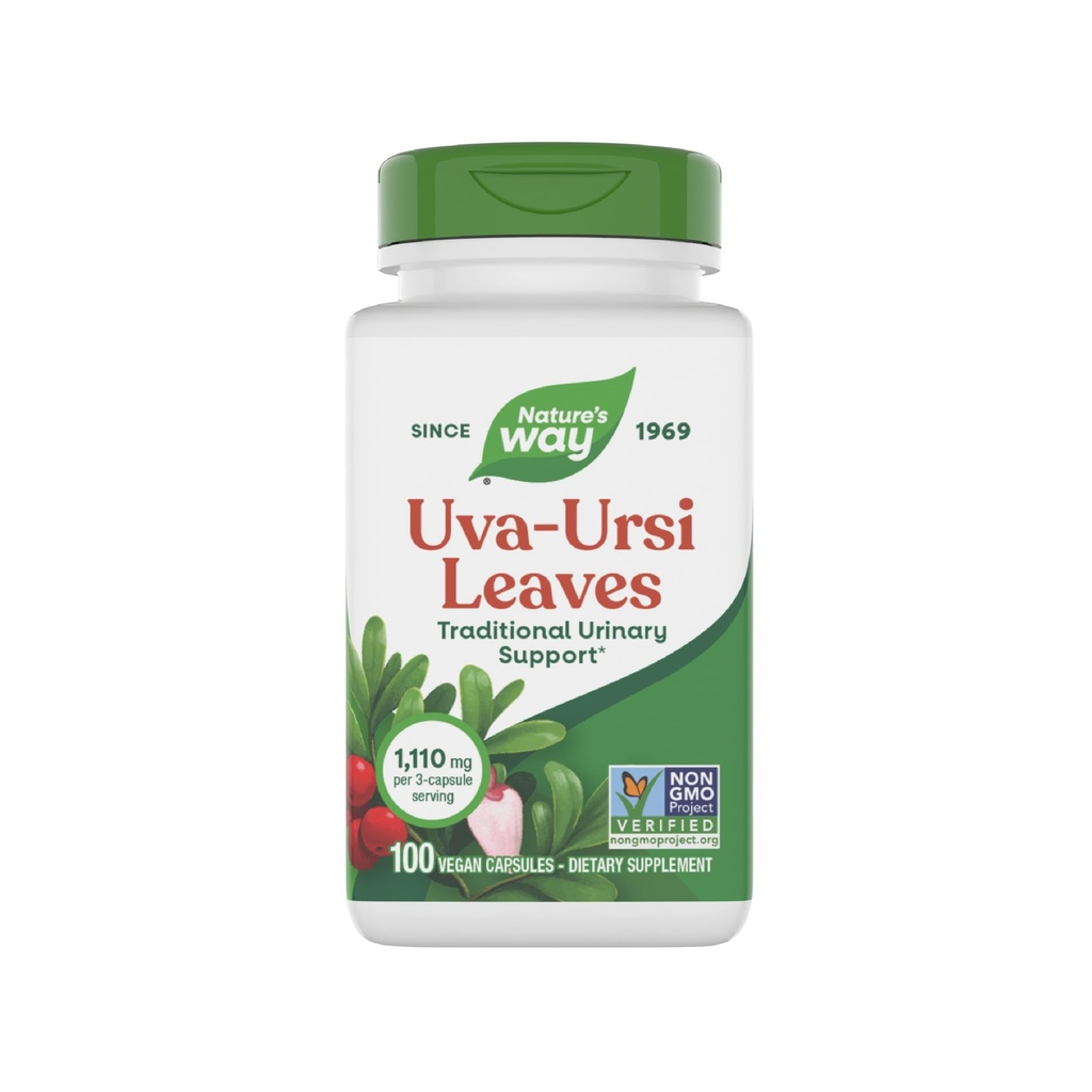 Nature 's Way Uva Ursi blade, Traditional Urinary Support *, 1,110 mg pr 3-Capsule Serving, Non- GMO projekt Verified, Herbal Kosttilskud, Gluten Free, 100 Vegan Kapsler (Packaging May Vary)