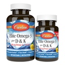 Carlson - Elite Omega-3 Plus D & K, 700 mg Omega- 3s + D3 & K2, Funktion, Bone Health & immunsupport, Lemon, 60 + 30 Softgel