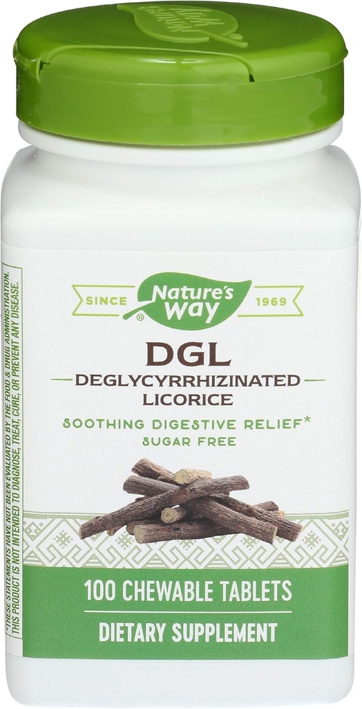 Enzymatic Therapy, DGL (Without Fructose), 100 Chewable Tablets. Pack of 1
