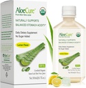 AloeCure USDA Organic Aloe Vera Juice Lemon Flavor - Made within 12 Timer of Høst - Natural fordøjelsestillæg for Balanceret Mavesyre - Støtte fordøjelsessygdomme og immunforsvar - 1 BTL x 16.7oz