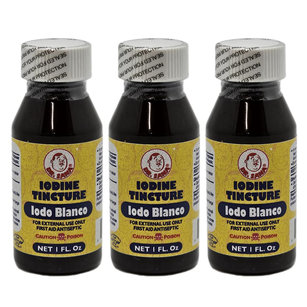 Dekoloriseret jod tinktur. Førstehjælp Antiseptisk til Minor Scrapes, Cuts, Bruises og Burns. 1 fl.oz. Pakning med 3