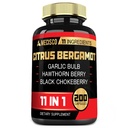 11in1 Citrus Bergamot Supplement 1000mg med Olive Leaf, Hawthorn Berry, Guggul, hvidløg og mere - Support Immunity, Circulatory System & Samlet sundhed - 200 kapsler