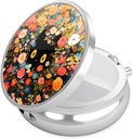 Nipichsha Pill Box, Small Pill Case for Purse & Pocket, Cute Travel Medicine Organizer, Portable Medicine Container Holder to Hold Vitamins, Medication, Fish Oil & Supplement, Flower Cat