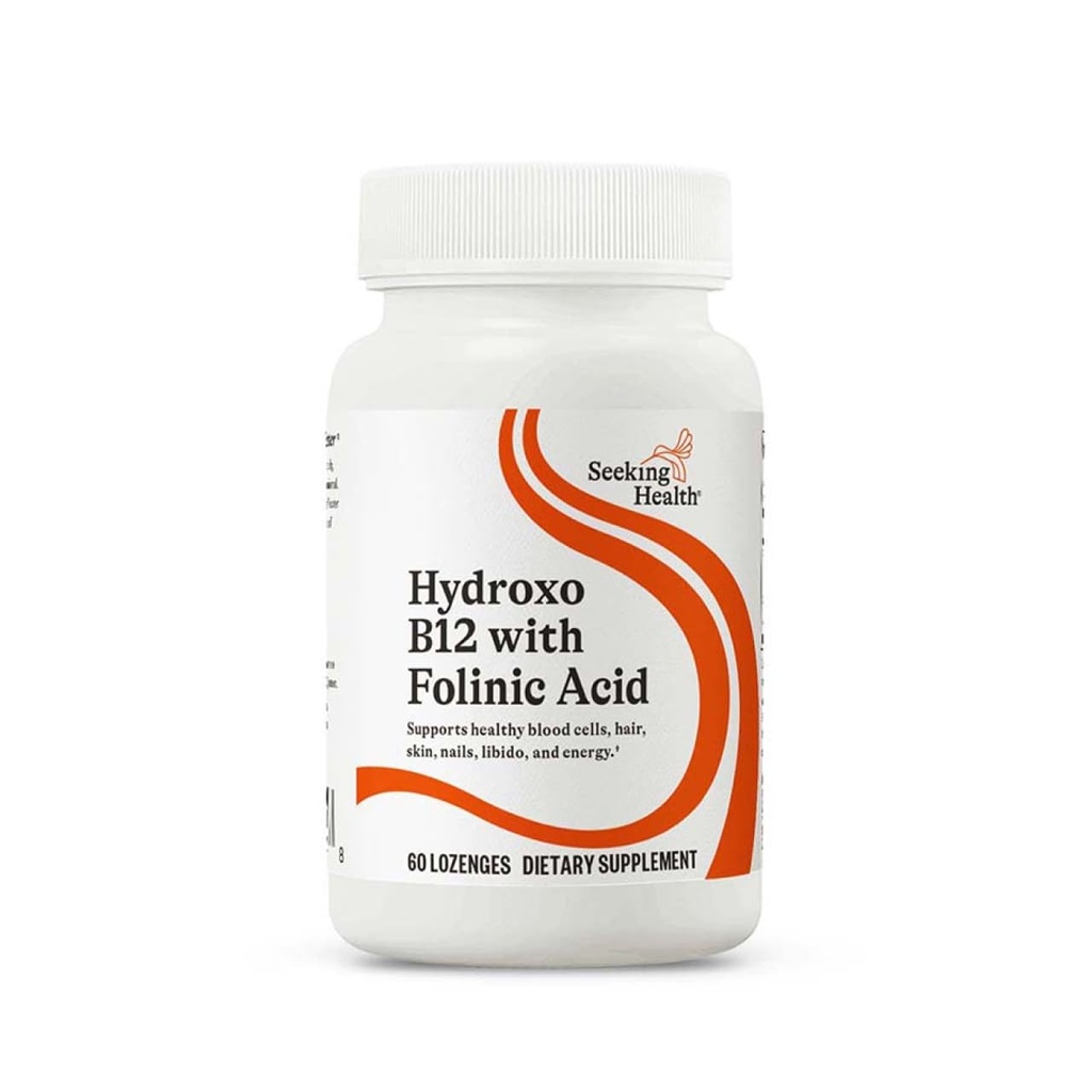 Søg Health Hydroxo B12 med folinsyre - supplement med ikke-methyleret form af folat - Vitamin B12 Complex for Heart Health Support - 60 Lozenges