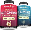 Nutrivein Irish Sea Mos Capsules and Tart Cherry Capsules Bundle: Sea Moss & Tart Cherry Supplement Set for Digestive Support and Daily Wellness