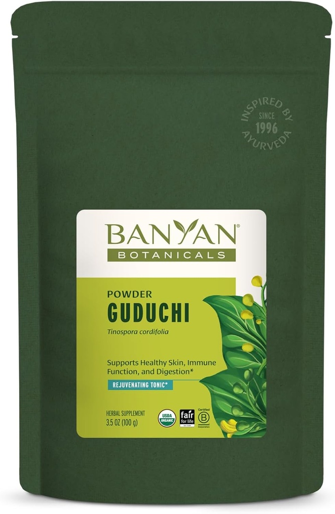 Banyan Botanicals Organic Guduchi Powder - Organic Immune Health Supplement - for Natural Detox, Balanceret fordøjelse og sund hud * - 3,5 oz - ikke-GMO bæredygtigt sour Vegan FFL