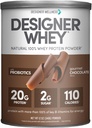 Designer Wellness, Designer Whey, Natural Whey Protein Powder med Probiotika, Fiber, og Key B- Vitaminer til energi, Gluten- fri, Gourmet Chokolade, 12oz