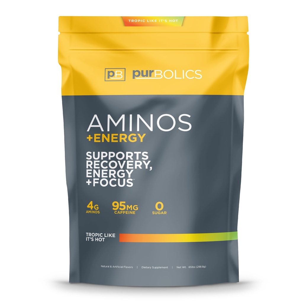 Purbolics Aminos + Energy Yep 124; Understøtter inddrivelse, Energi & Focus Mep 124; 95mg af koffein, 0 Sukker & 60 Servering (Tropic Like It 's Hot)