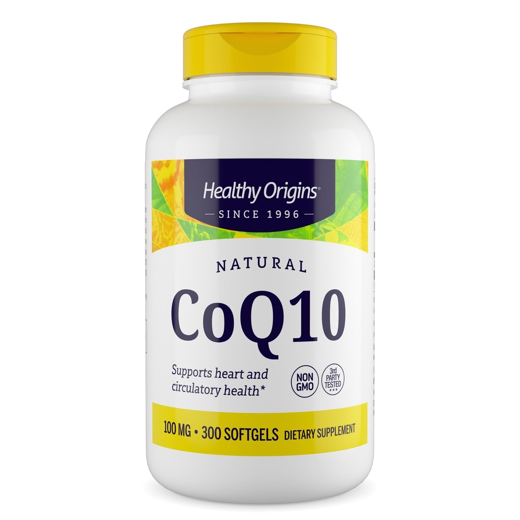 Sunde Origin ® CoQ10 100 mg - Natural Trans- Isomer Ubiquinone - Gær gæret, Understøtter hjerte sundhed & cellulær energi - Non- GMO 300 Softgels
