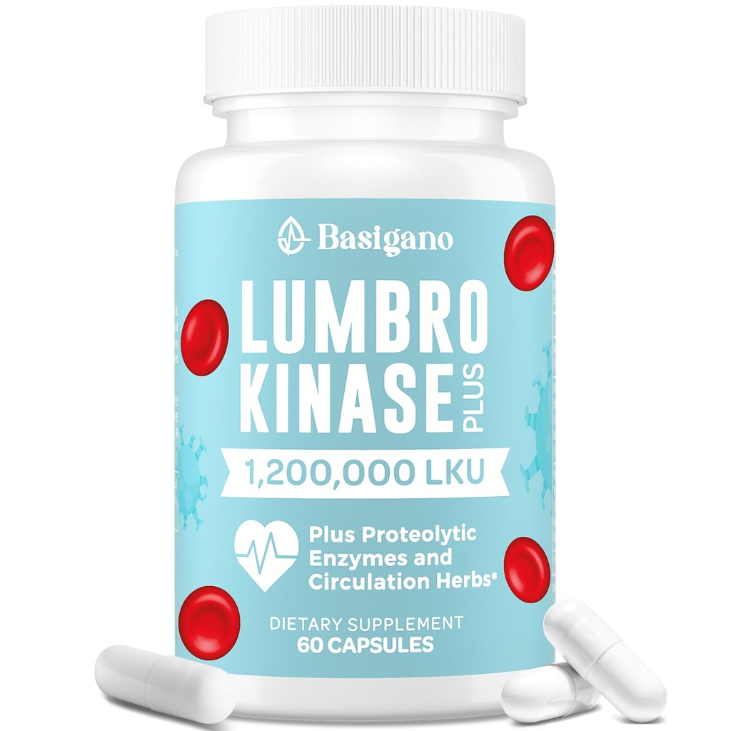 Lumbrokinase supplement, 1, 2 millioner LKU - 120 mg kapsler, Potent Nattokinase Alternativ med proteolytiske enzymer og urteblend