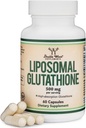Liposomal Glutathion Supplement 500mg per servering, 60 kapsler (Vegan Safe, Non- GMO) Max Absorption Liposomal Glutathion med ægte lugt og smag af dobbelt træ