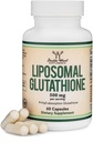 Liposomal Glutathion Supplement 500mg per servering, 60 kapsler (Vegan Safe, Non- GMO) Max Absorption Liposomal Glutathion med ægte lugt og smag af dobbelt træ