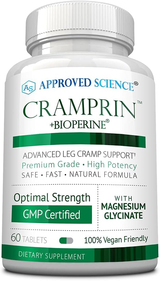 Godkendt videnskab Cramprin - Høj Absorption Magnesium, vitamin B kompleks, BioPerine - 1 måned Tilgang - 60 kapsler - Vegan