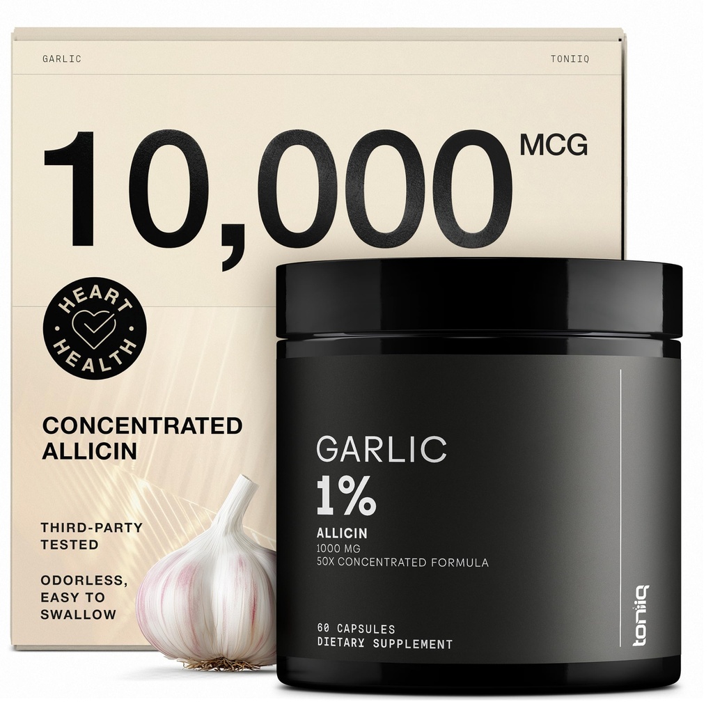 Hvidløg kapsler med 10,000mcg Allicin - Odorless - 50: 1 Uddrag for maksimal potens - Third- Party Lab Testet - 60 Vegetariske kapsler