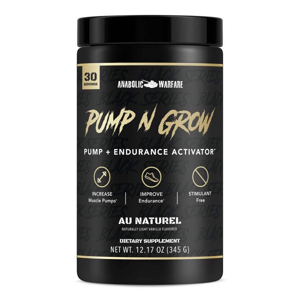 Anabolsk krigsførelse Pump- N- Grow Muscle Pump supplement Koffein Free Pre Workout med L- Citrullin, L- Arginin, Beta- Alanine (Au Naturel - 30 Serveringer)