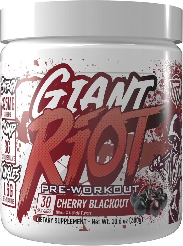 Giant Riot Pre- Workout Powder (30 Servering, Cherry Blackout)