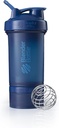 BlenderBottle Shaker Flaske med pille Organizer og opbevaring for protein pulver ProStak System, 22-Ounce, Navy