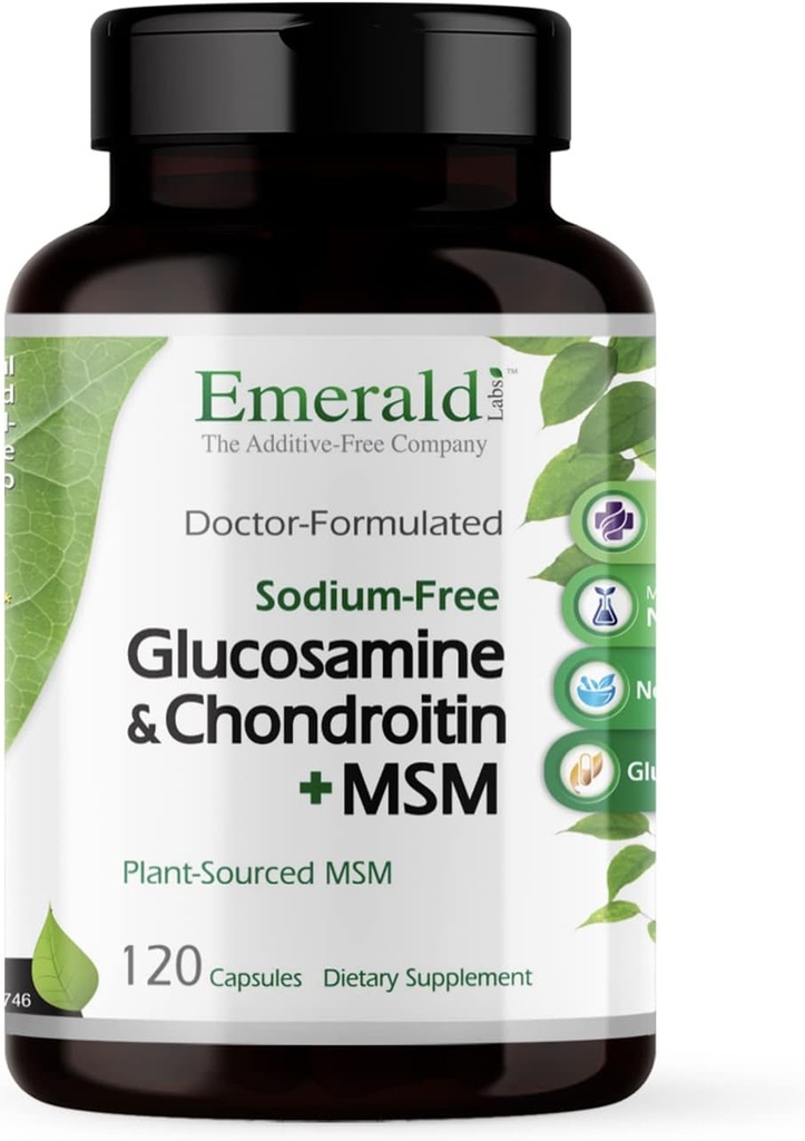 Emerald Labs Glucosamin & Chondroitin med MSM - Bone Health & Joint Health Supplement - Gluten- Free - 120 kapsler (30- Day Supply)