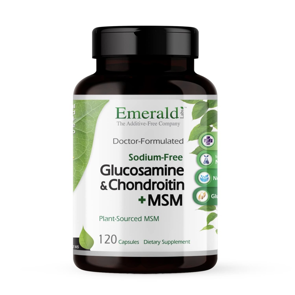Emerald Labs Glucosamin & Chondroitin med MSM - Bone Health & Joint Health Supplement - Gluten- Free - 120 kapsler (30- Day Supply)