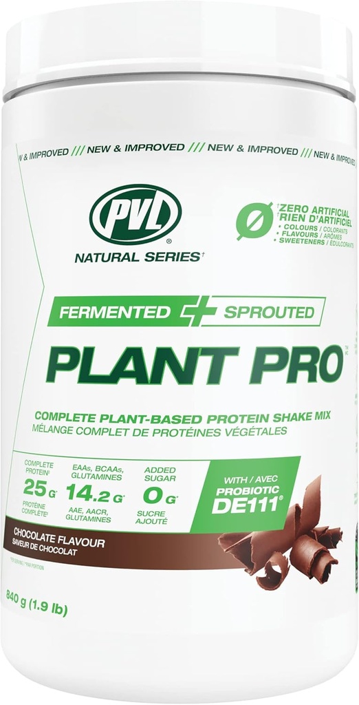 PVL Plant Pro, High Protein Plant- baseret Protein Shake Mix med tilføjede enzymer, Natural Chocolate, 840 Gram