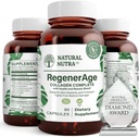 Naturlige Nutra RegenerAge Komplet tillæg for hudsundhed med Protein Peptider, Reducere Stretch Marks, Bidrager samlet sundhed, C-vitamin, Grape Seed Red Wine Extract, Gluten Free, 90 Kapsler.