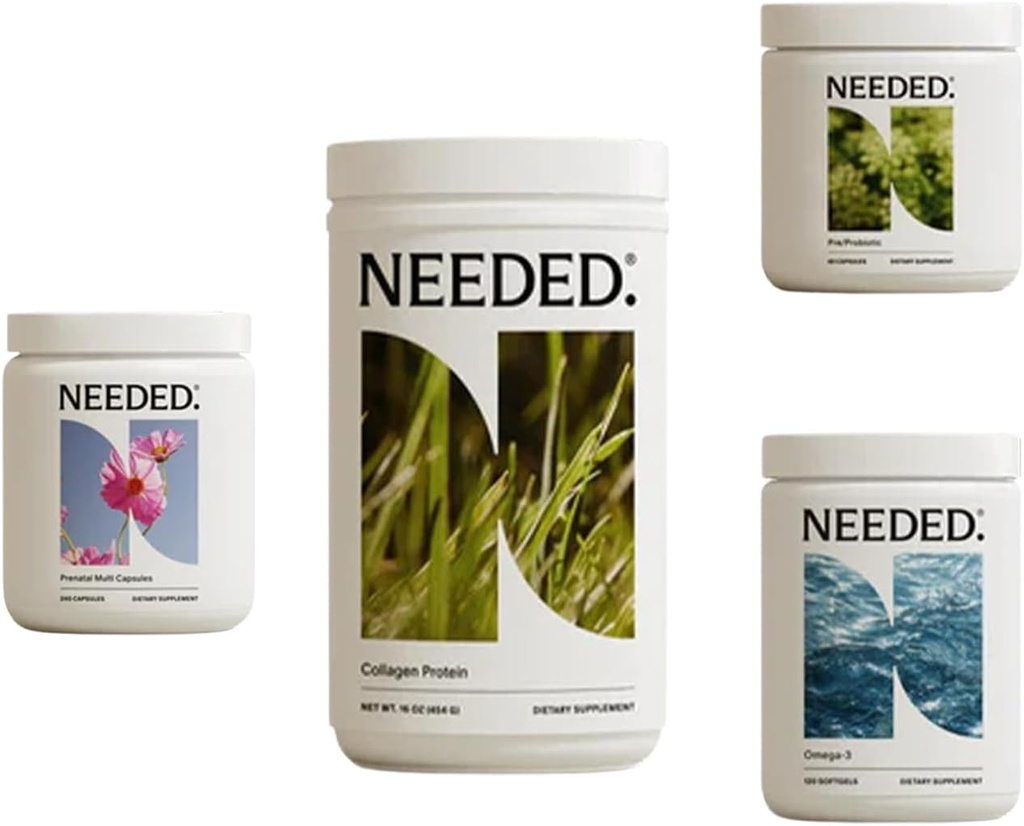 Det var nødvendigt. Prenatal Complete Wellness Bundle - Multivitamin, Omega-3, Collagen & Prebiotic- Probiotika til Graviditet, Amning, Postpartum - 30-Day Supply