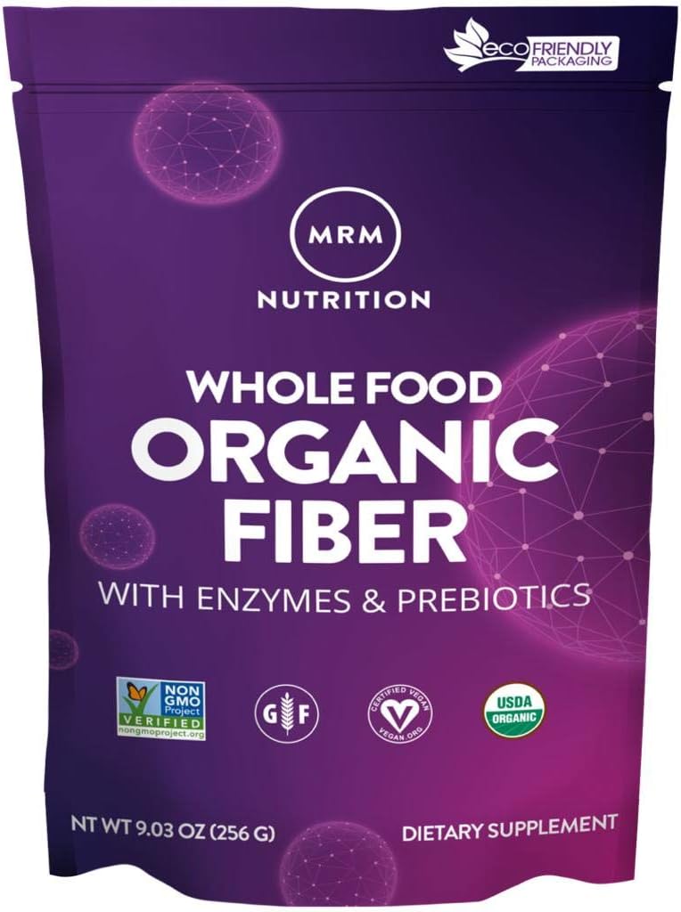 MRM Nutrition Whole Food Organic Fiber against 124; with Enzymes + Prebiotics against + Opløselige fibre against 124; fordøjelsessundhed + regularity against 124; 6g Fiber per servering