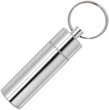 Bærbar Pill Organizer lille rejse Pill Box Keychain Mini Daily Pill Case Container, Vandtæt Metal Pill Holder Medicin flaske for kosttilskud, piller, vitaminer og medicin (Medium)