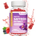 Saffron Gummies, 10 i 1 Saffron Supplements Gummies med Magnesium, Ashwagandha & Rhodiola Rosea, Sukker Free Vegansk blandet Berry Flavor - 60Cts