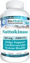 Bio Absorb Nattokinase Supplement. 100 mg, 2000 FU. 400- Day Supply. Non- GMO Natto Extract Enzyme (400 Veggie Caps)