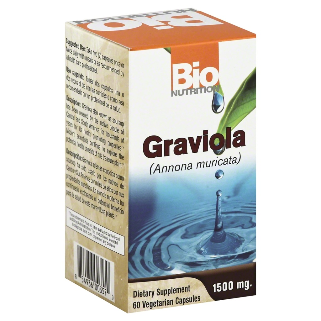 Bio Nutrition, Graviola, 60 kapsler Pakning med 1 stk.