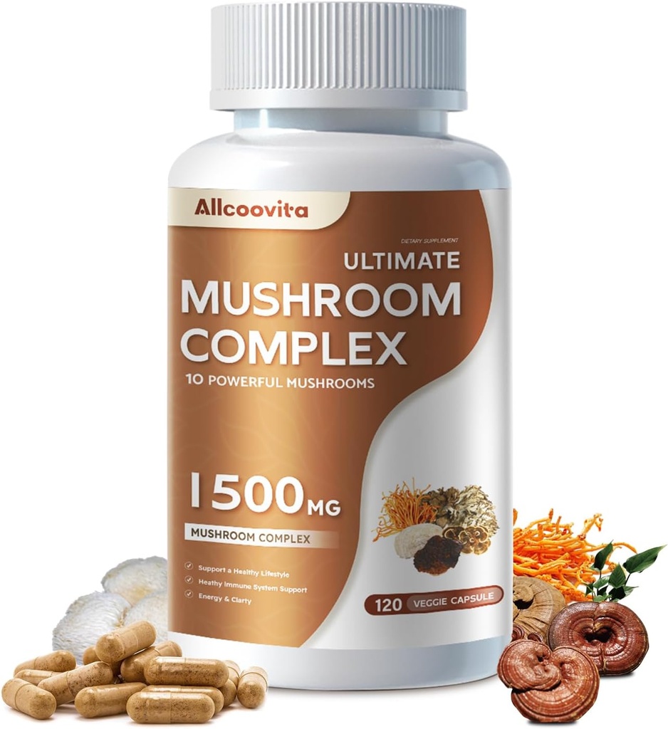 Mushroom Complex Supplement 120 Kapsler - hjerne, energi, Focus Pills