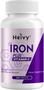 Hevy Ferrosulfate 325mg (jern 65mg), højpotens jerntilskud for kvinder og mænd, jernpiller med C-vitamin, ferrosulfate, non-GMO - 240 tabletter Made in USA