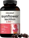 NatureBell Sunflower Lecithin 2,400mg, 240 Softgels | Infused with Non-GMO Sunflower Seed Oil – Rich in Phosphatidyl Choline – No Soy, No Gluten