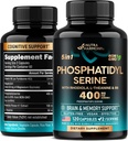Phosphatidylserin 400 mg med L- Theanin, Magnesium & vitamin B6, Rhodiola Rosea - Brain, Memory & Focus Support - Certificeret non-GMO, naturligt afledt & biotilgængelig - Made in USA - 120 Сapaps
