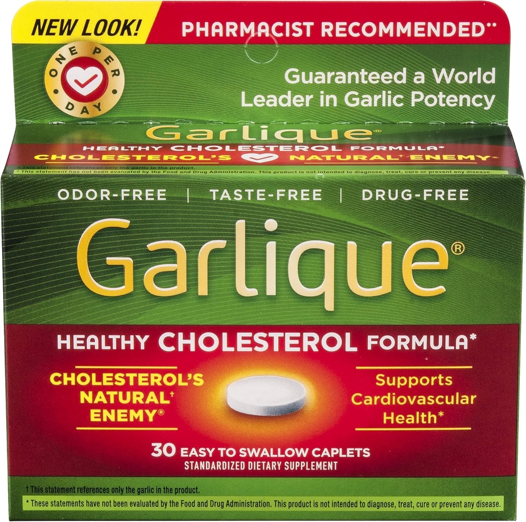 Garlique Cardiovascular Dietary Supplement, Green, 30 Count