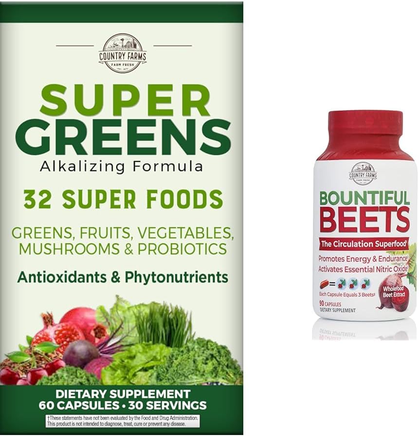 LANDE FARMS Super Green Fruit Plant Probiotika Antioxidanter Phytonutrients Beet Root Nitroxide Circulation immunsupportkapsler