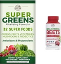 LANDE FARMS Super Green Fruit Plant Probiotika Antioxidanter Phytonutrients Beet Root Nitroxide Circulation immunsupportkapsler
