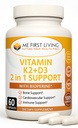 Me First Living Vitamin D3 K2 Supplement Bone og Heart Health Non- GMO Formel 125 MCG Vitamin D3 & 100 MCG Vitamin K2 MK- 7 Let at synke D & K Vitamin Kompleks med calcium
