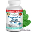 Magnesium Citrate 400mg - 200 kapsler - Høj styrke for søvn, ben kramper, ekstra styrke Absorption, Let at synke piller for kvinder & mænd, Vegan tillæg Ikke tabletter - Fremstillet i USA