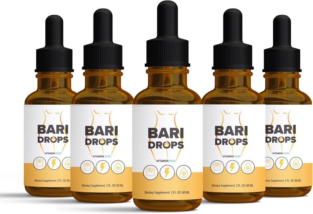 (5 Pack) Bari dråber, GLP-1, Bari flydende dråber tillæg, BariDrops Liquids Extract Formel, Bari flydende dråber anmeldelse, Premium Lion Alle naturlige Formel, Grøn flaske 5 flasker 5 måneder Tilgang (10 Oz)